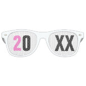 Leuke Girly New Years Eve White en Pink Custom Retro Zonnebril (Voorkant)