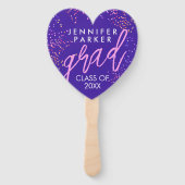 Leuke Girly Paarse en roze Afstuderen schoolfoto Handwaaier (Voorkant)