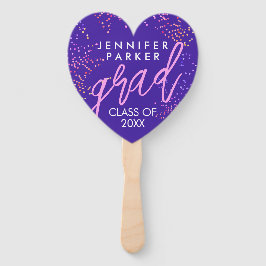 Leuke Girly Paarse en roze Afstuderen schoolfoto Handwaaier