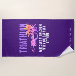 Leuke girly Paarse en roze triathlon Humor Typo Strandlaken