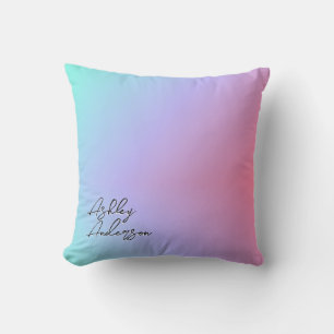 Leuke Girly Pastel Blauw Paarse Roze Monogram Naam Kussen