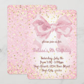 Leuke Girly Pink Bow Party Kaart (Voorkant / Achterkant)