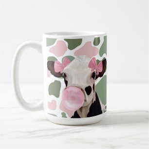 Leuke Girly Pink Bubblegum Blowing Koe Koffiemok