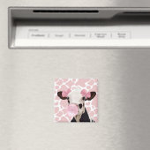 Leuke Girly Pink Bubblegum Blowing Koe Magneet (Insitu (Vaatwasser))