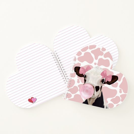 Leuke Girly Pink Bubblegum Blowing Koe Notitieboek (Binnen)