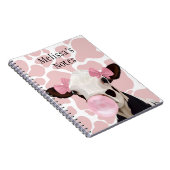 Leuke Girly Pink Bubblegum Blowing Koe Notitieboek (Rechterzijde)