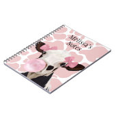 Leuke Girly Pink Bubblegum Blowing Koe Notitieboek (Linkerzijde)