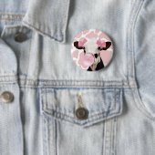 Leuke Girly Pink Bubblegum Blowing Koe Ronde Button 5,7 Cm (In situ)