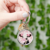 Leuke Girly Pink Bubblegum Blowing Koe Sleutelhanger (Hand)
