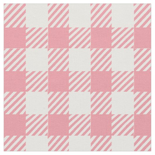 Leuke Girly Pink Gingham Buffalo Plaid Stof (Close Up)