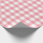 Leuke Girly Pink White Gingham Plaid Cadeaupapier (Hoek)