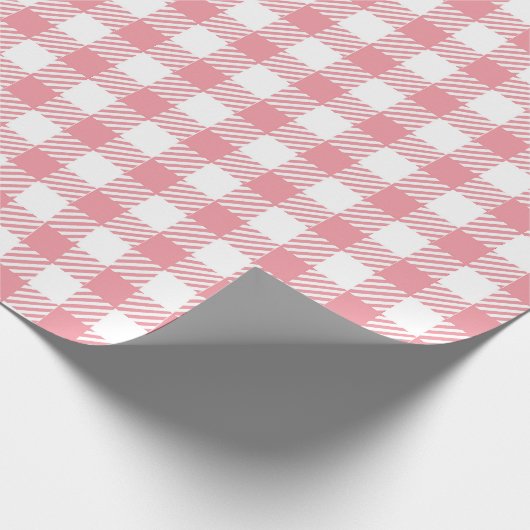 Leuke Girly Pink White Gingham Plaid Cadeaupapier (Hoek)