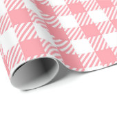 Leuke Girly Pink White Gingham Plaid Cadeaupapier (Rol Hoek)