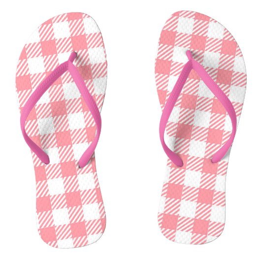 Leuke Girly Pink White Gingham Plaid Teenslippers (Voetbed)