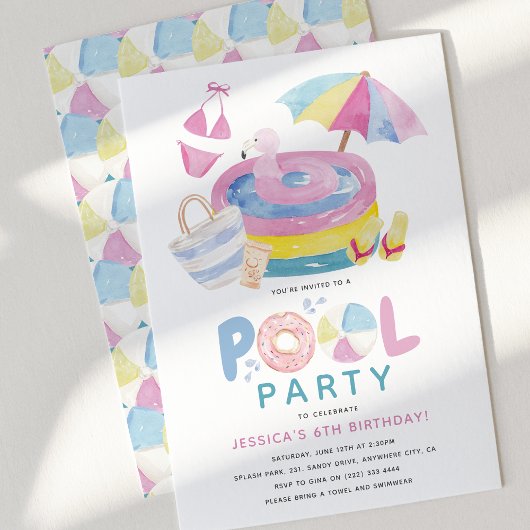 Leuke Girly Pool Party Verjaardag Kaart