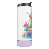 Leuke Girly Puppy Boeken & Lente Bloemen Thermosbeker (Gedraaid links)