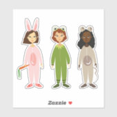 Leuke girly pyjama party meisje kunst sticker (Vel)