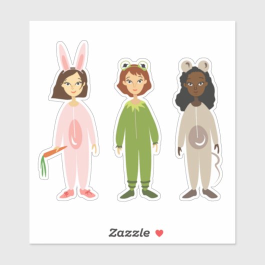 Leuke girly pyjama party meisje kunst sticker (Vel)