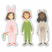 Leuke girly pyjama party meisje kunst sticker (Voorkant)