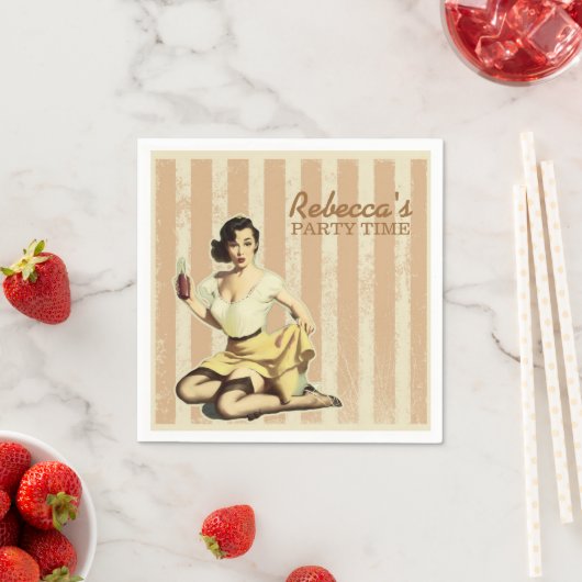 Leuke Girly Retro Pin Up Girl Party Servet (Insitu)