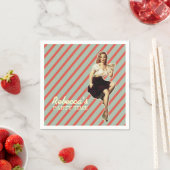 Leuke Girly Retro Pin Up Girl Party Servet (Insitu)