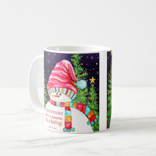 Leuke Girly Sneeuwman Kerstmis Inspirativiteit Koffiemok (Voorkant links)