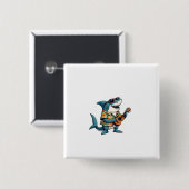 Leuke gitaar spelenT-Shirt Vierkante Button 5,1 Cm (Voorkant /achterkant)