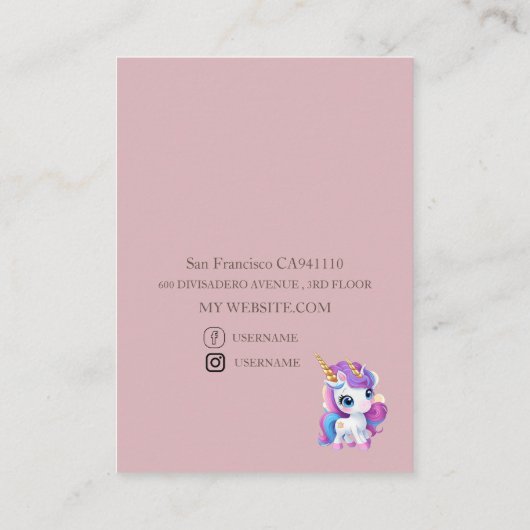 Leuke Gladde eenhoorn kleur meisjesoorhouder Visitekaartje (Achterkant)