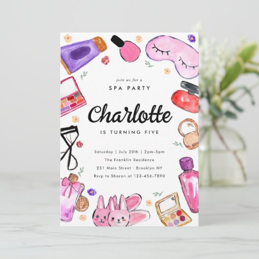 Leuke Glam Make-up Meisjes Pyjama Slumber Spa Verj Kaart (Staand voorkant)