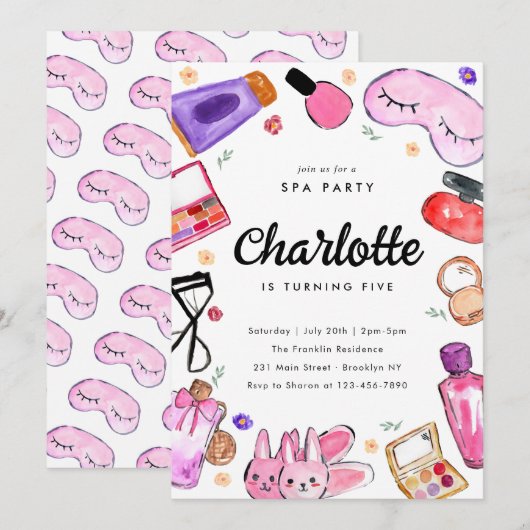 Leuke Glam Make-up Meisjes Pyjama Slumber Spa Verj Kaart (Voorkant / Achterkant)