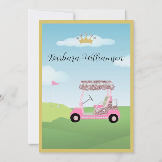 Leuke Glam Vijftig Dames Golfer 50e Verjaardagsfee Kaart (Achterkant)