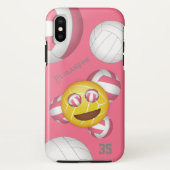 Leuke glimlachende gepersonaliseerde meisjes 'emoj Case-Mate iPhone case (Achterkant)