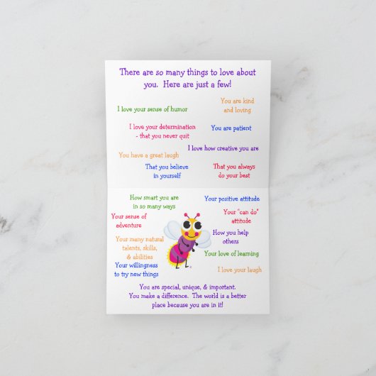 Leuke Glimworm "wat de liefde van I over u" kaart (Binnen)