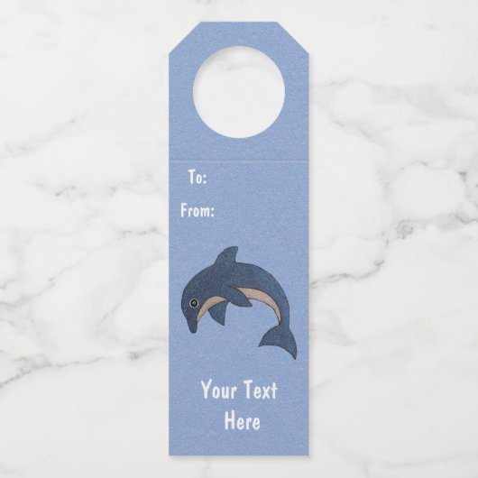 Leuke Glitterige Donkerblauwe Witte Jumping Dolfij Flessenhanger (Voorkant)