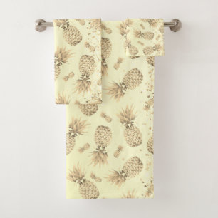 Leuke glitterij gouden ananas badhanddoek set bad handdoek