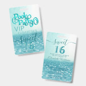 Leuke glitterscript zwembadfeest Sweet 16 VIP-badg Badge (Voor- en achterkant)