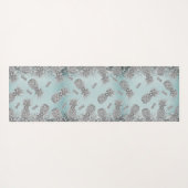 Leuke Glittery Zilveren Ananas Yogamat (Achterkant (horizontaal))