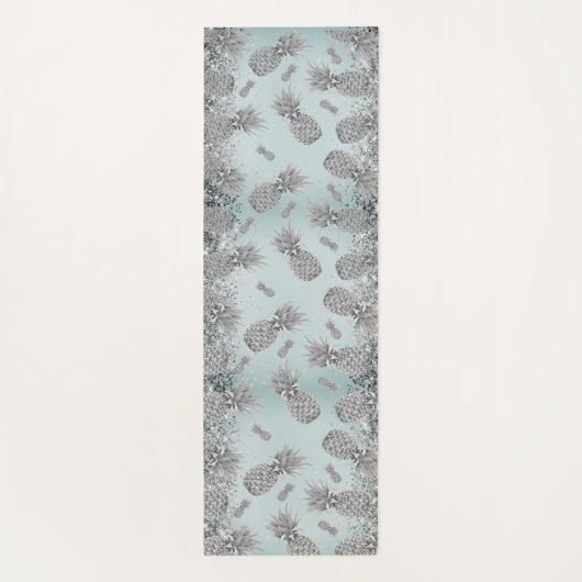 Leuke Glittery Zilveren Ananas Yogamat (Achterkant)