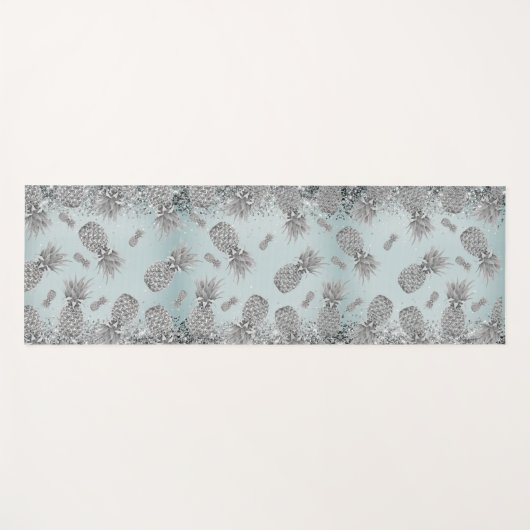 Leuke Glittery Zilveren Ananas Yogamat (Voorkant (horizontaal))
