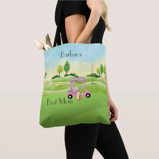 Leuke Glitzy Golf Winkelmand Beste Mama Naam Tote Bag