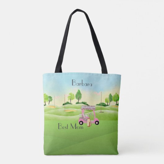 Leuke Glitzy Golf Winkelmand Beste Mama Naam Tote Bag (Achterkant)