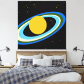 Leuke gloeiende kleurrijke planeet Saturnus in de  Canvas Afdruk (Insitu (Slaapkamer))