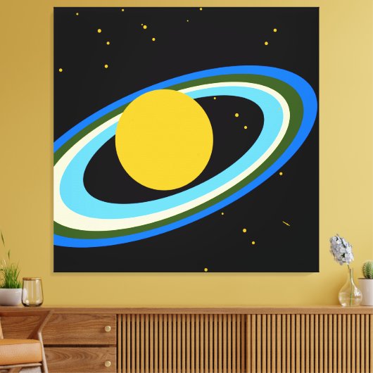 Leuke gloeiende kleurrijke planeet Saturnus in de  Canvas Afdruk (Insitu (Woonkamer))