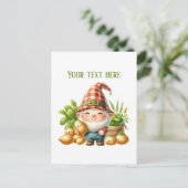 Leuke gnome-aardaappelboer aanpasbaar briefkaart (Staand voorkant)