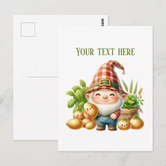 Leuke gnome-aardaappelboer aanpasbaar briefkaart (Voorkant / Achterkant)