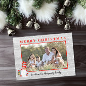 Leuke Gnome Custom Foto Rustieke Kerstmis Feestdagenkaart