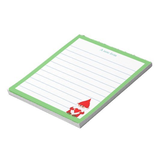 Leuke Gnome met groene Lijst gevoerd Notitieblok (Linkerzijde)