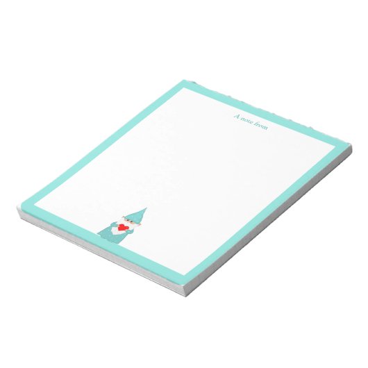 Leuke Gnome met Turquoise Lijst Eenvoudig Notitieblok (Linkerzijde)