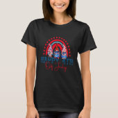Leuke Gnomen Regenboog Gelukkig 4th van Juli Ameri T-shirt (Voorkant)