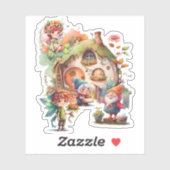 Leuke gnoom en fee Sticker (Vel)